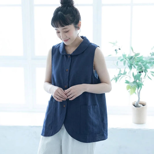 リネンノースリーブベスト
