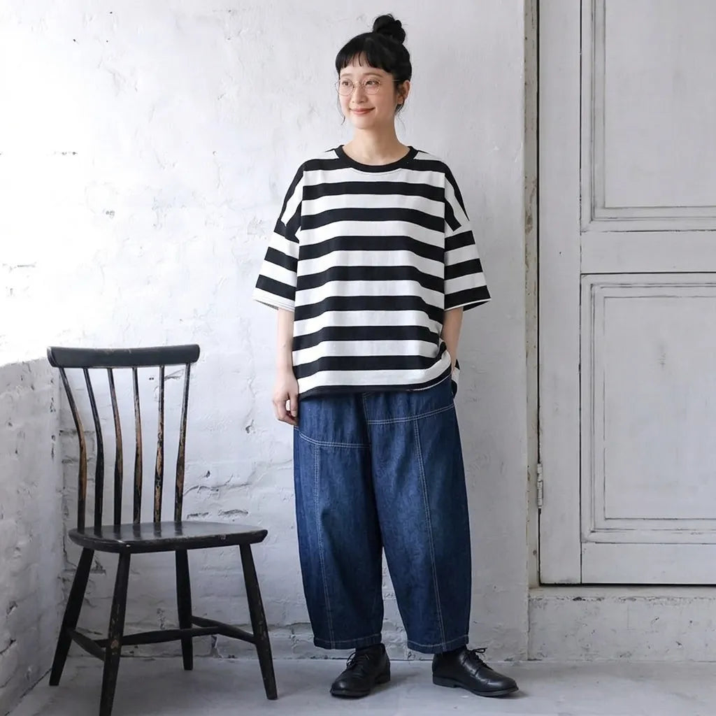 シンプルボーダー大きめゆるTシャツ