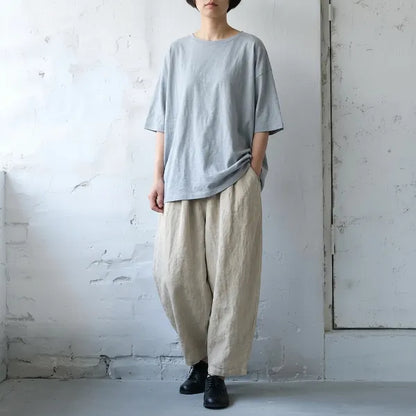 S-5XL 綿麻 9分丈 | 体型をカバー 普段使い カジュアルパンツ