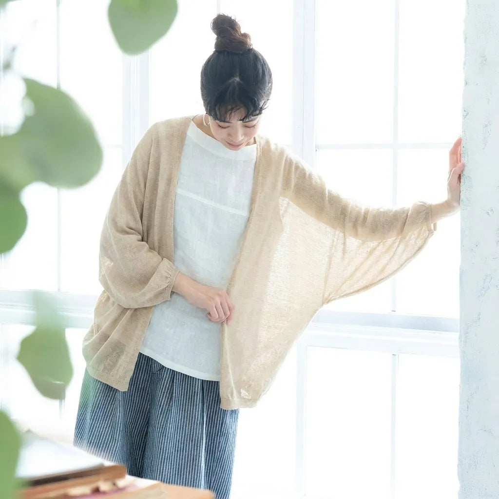【コットン】S-3XL 柔らかい 接触冷感 UVカット ドルマンスリーブ 着痩せ効果 カーディガン
