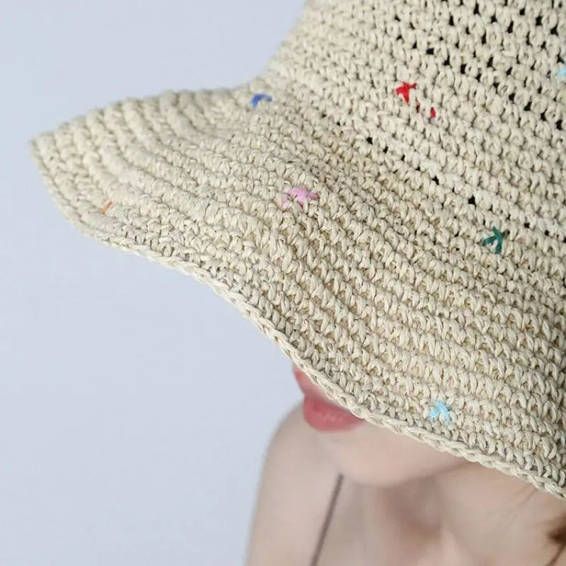 UV対策ブレード刺繍入りハット