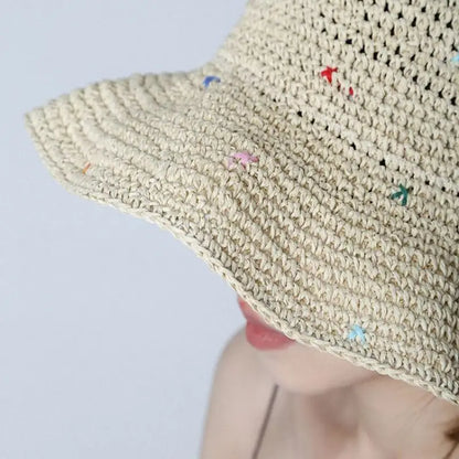 UV対策ブレード刺繍入りハット