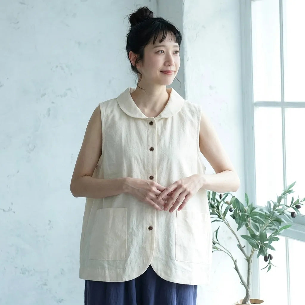 リネンノースリーブベスト