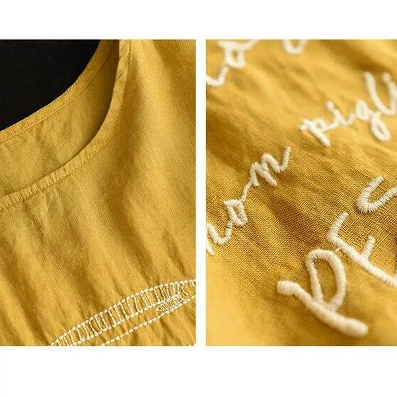 宵闇の屋上で星屑を数える、リネン混プルオーバー Tシャツ