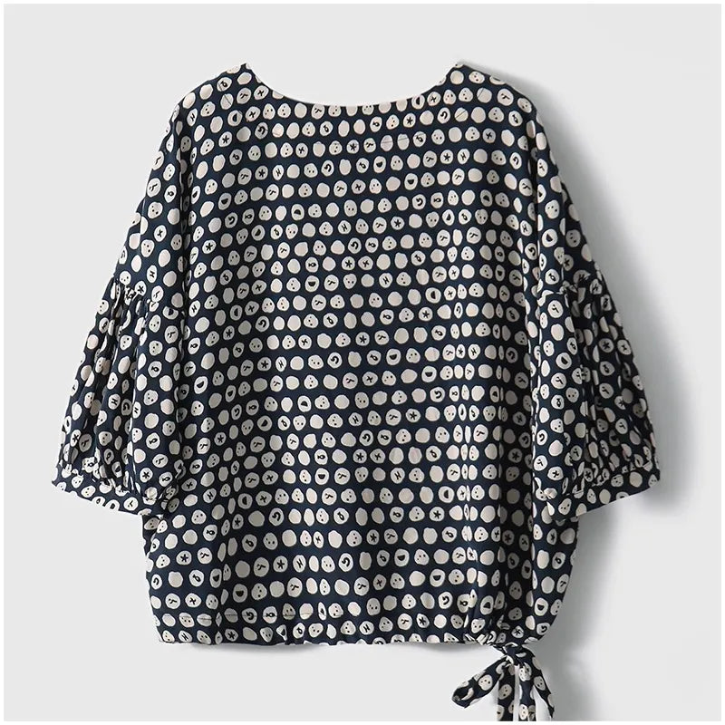 コットン混紡ランタンスリーブファッションシャツ