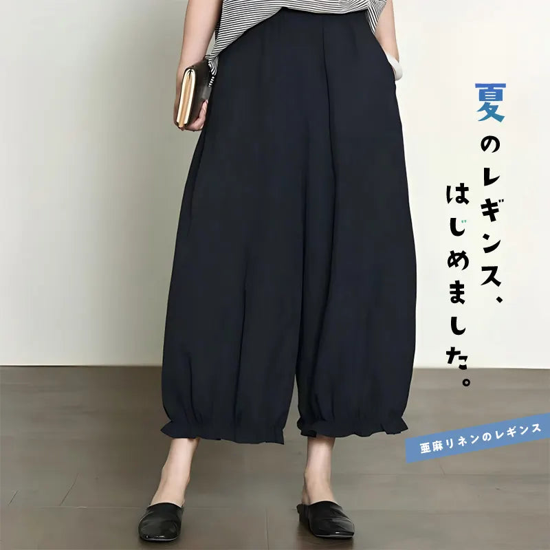 のんびり暮らしのリネンカジュアルパンツ