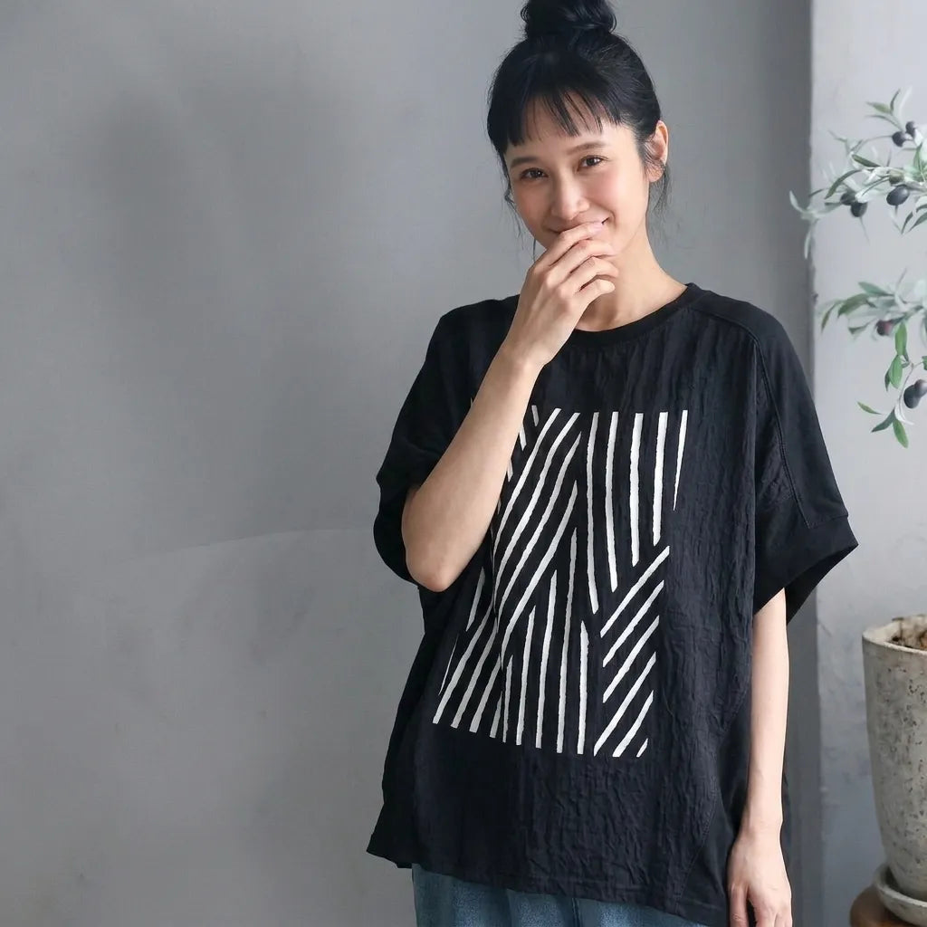 さらりと心地いい、プリントTシャツ ドルマンスリーブ プリント プリント