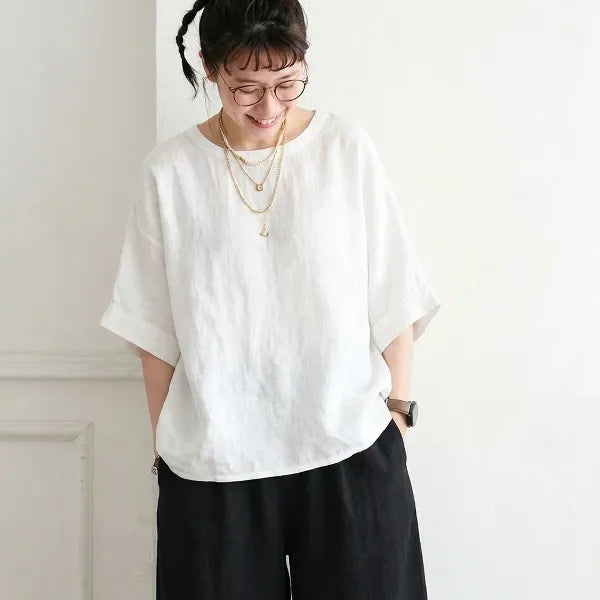 S-4XL 無地 平日 プルオーバー 五分袖 ラウンドネック シンプル Tシャツ