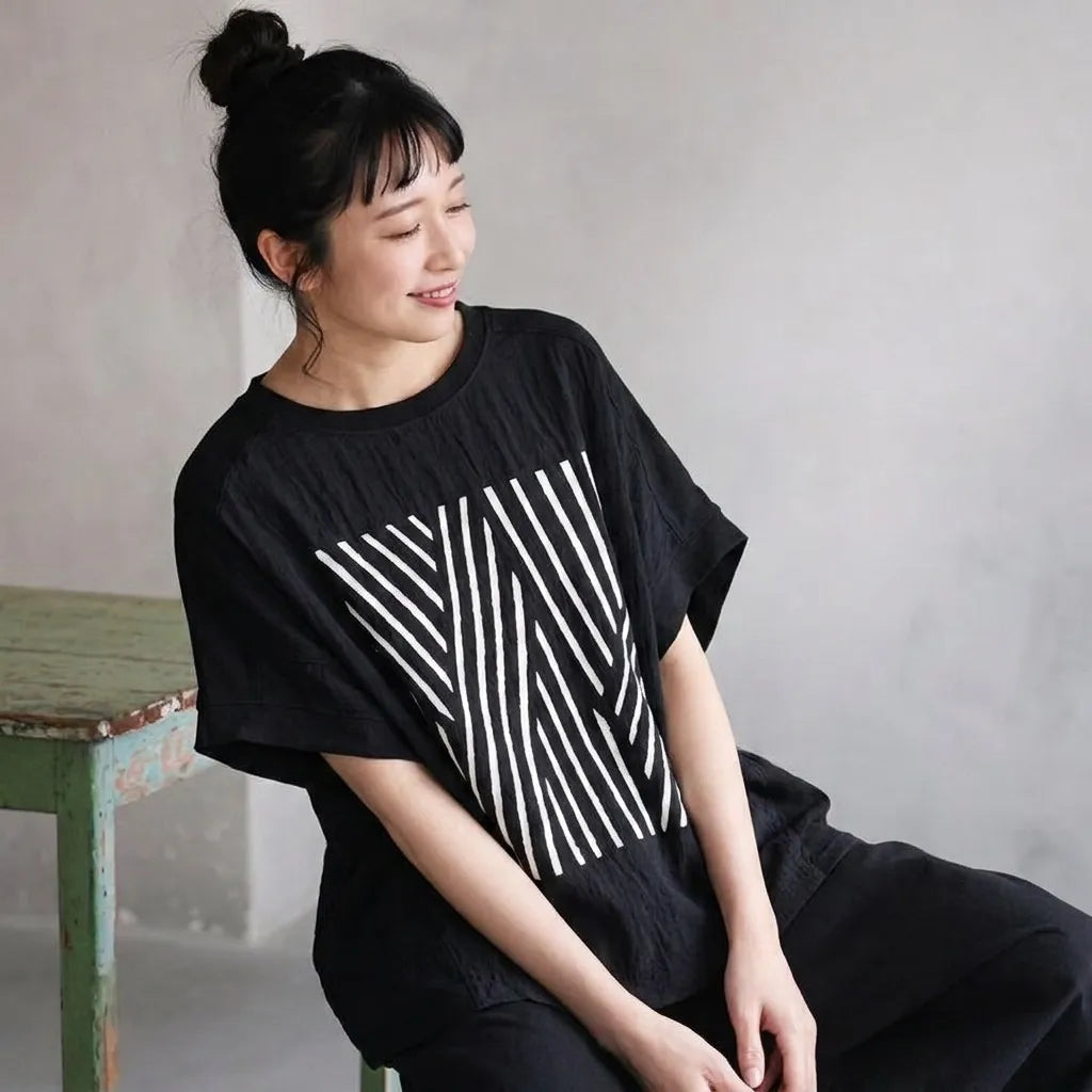 さらりと心地いい、プリントTシャツ ドルマンスリーブ プリント プリント