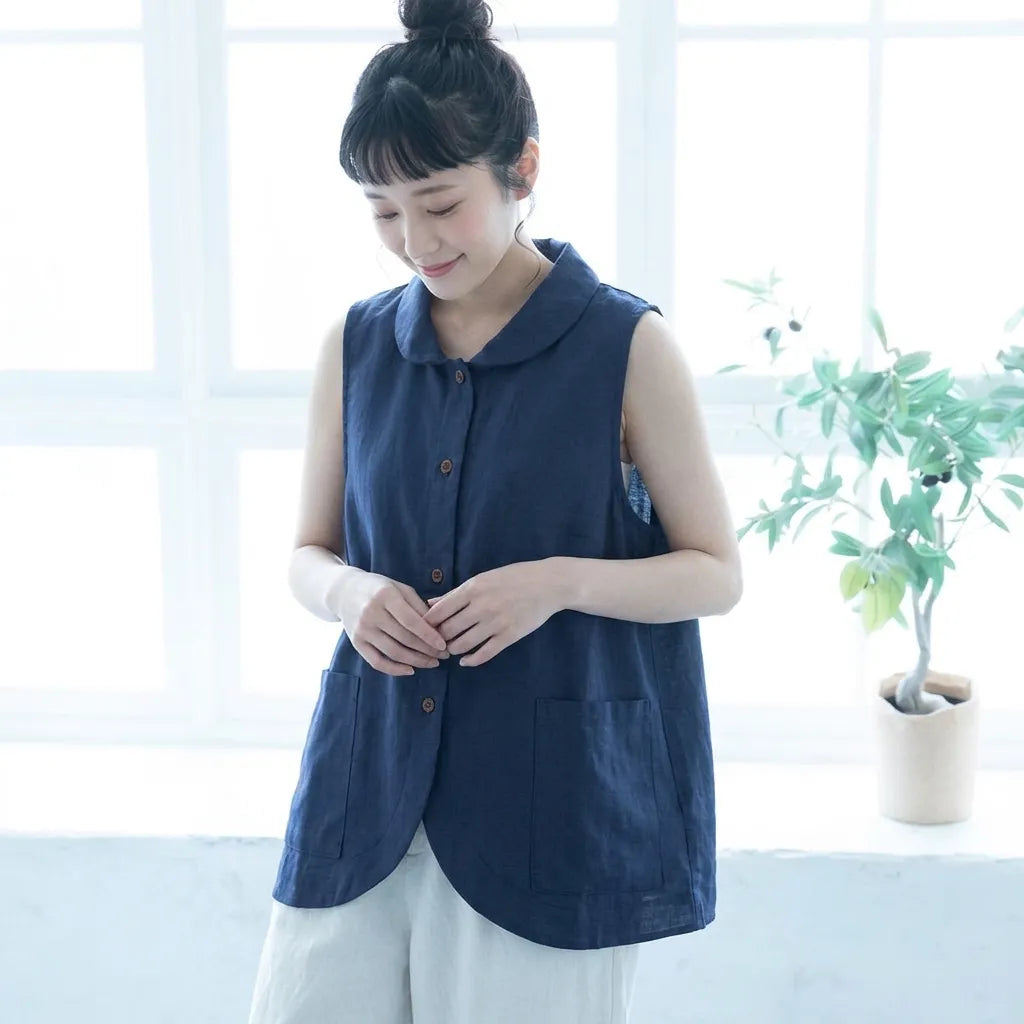 リネンノースリーブベスト