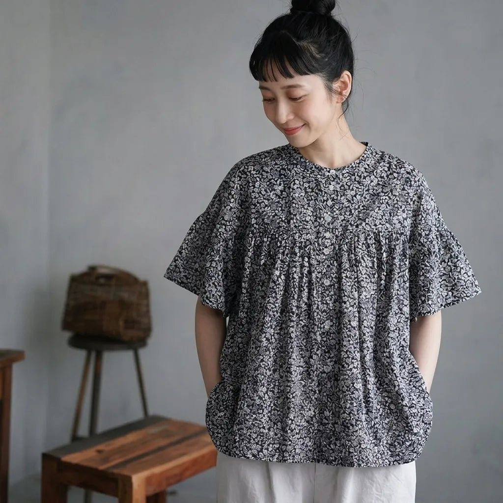 風をまとうふんわりシフォンブラウス