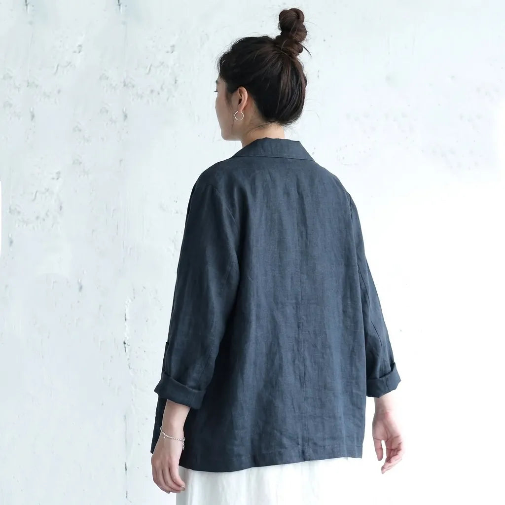 「くたっと、柔らか」 日焼け対策 M-2XL 綿麻 シングルブレスト 折り襟 カーディガン