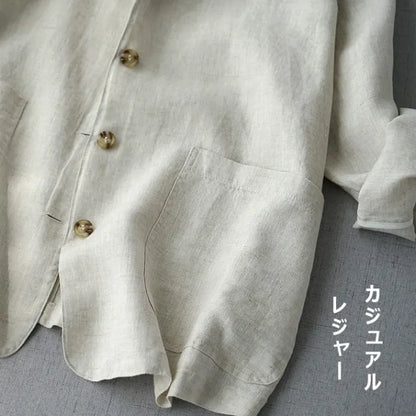 「くたっと、柔らか」 日焼け対策 M-2XL 綿麻 シングルブレスト 折り襟 カーディガン
