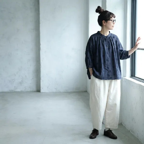 【ゆったり】可愛いドット柄シャツ S/M/L 体型カバー さらっと着られて、毎日着たくなる！