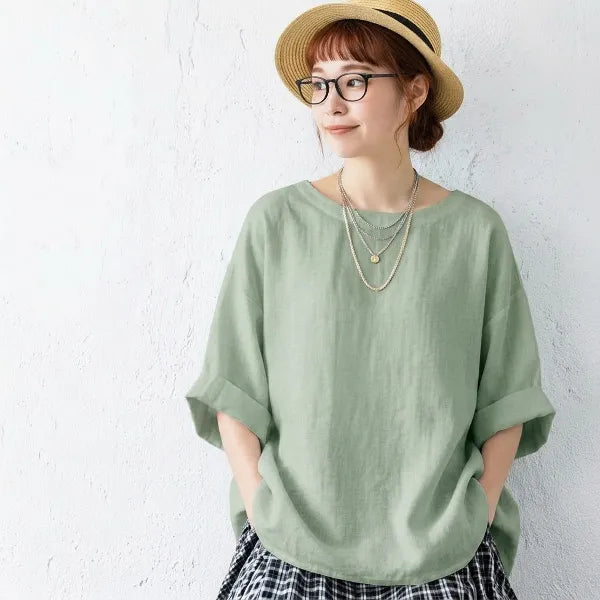 S-4XL 無地 平日 プルオーバー 五分袖 ラウンドネック シンプル Tシャツ