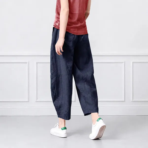 S-5XL コットンリネン 通気性良い アンクル丈（9分丈） 無地 毎日使える カジュアルパンツ