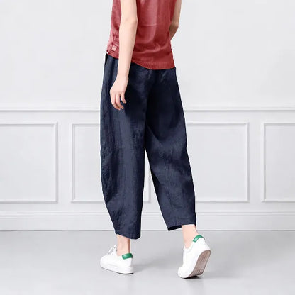 S-5XL コットンリネン 通気性良い アンクル丈（9分丈） 無地 毎日使える カジュアルパンツ