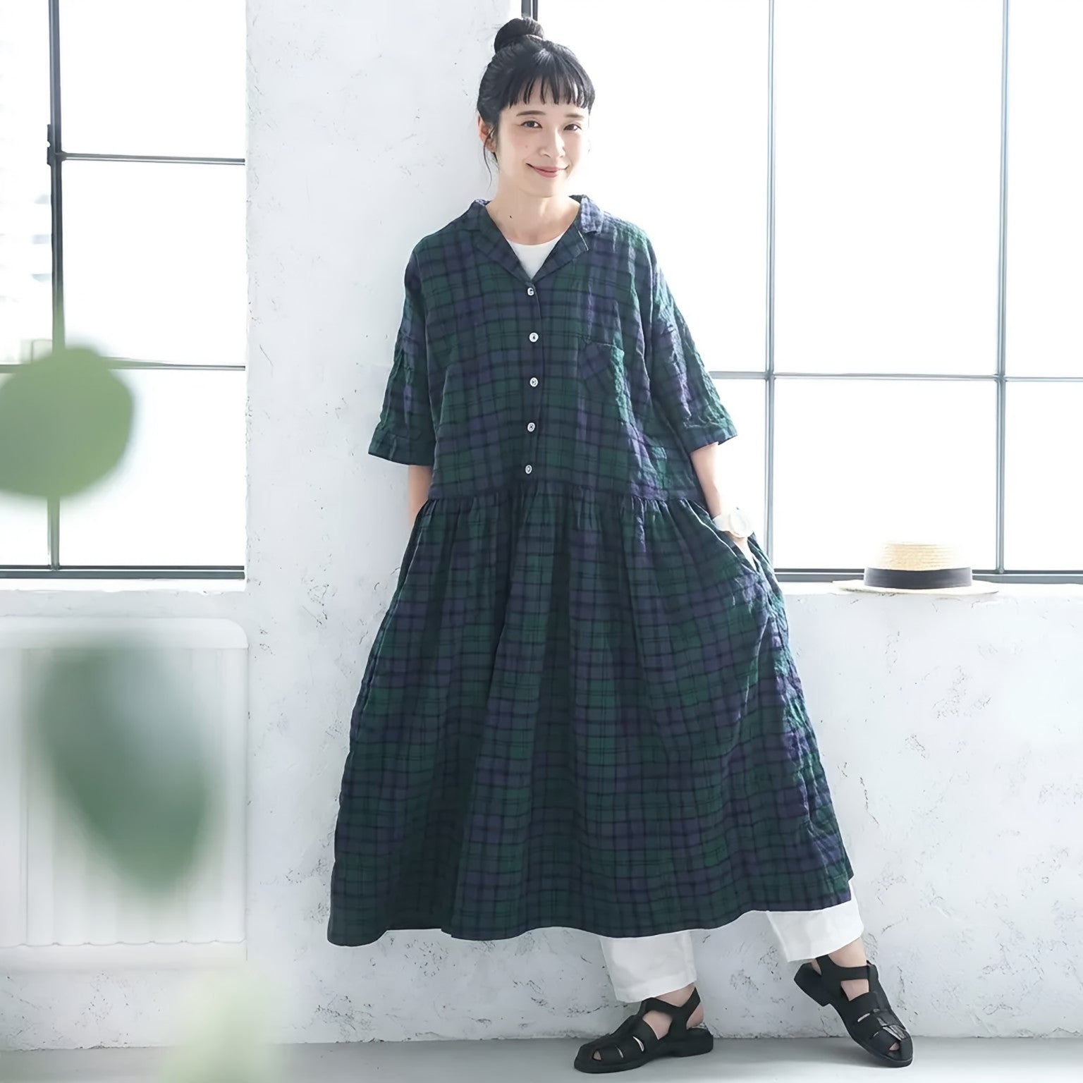 くったりコットンリネンの、いつものワンピース