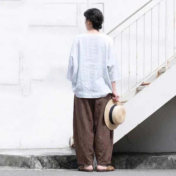 S-5XL 綿麻 9分丈 | 体型をカバー 普段使い カジュアルパンツ