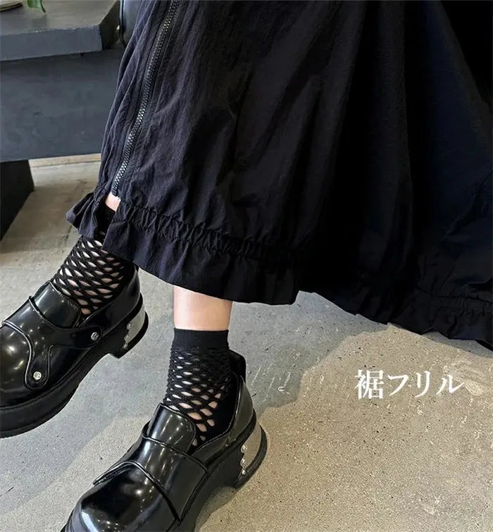 フリー フルジップ ポケット付き 体型をカバー 脚長効果 デイリー バルーン ワンピース