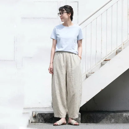 S-5XL 綿麻 9分丈 | 体型をカバー 普段使い カジュアルパンツ