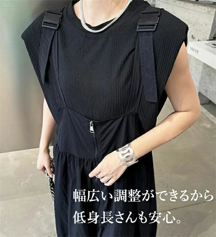フリー フルジップ ポケット付き 体型をカバー 脚長効果 デイリー バルーン ワンピース