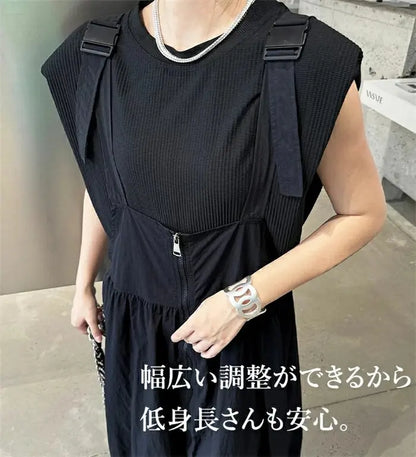 フリー フルジップ ポケット付き 体型をカバー 脚長効果 デイリー バルーン ワンピース