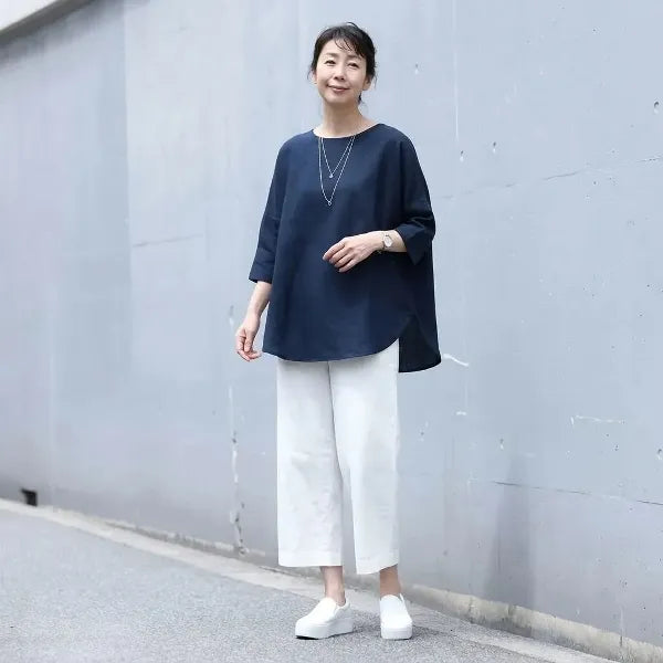 【リネン】S-3XL 無地 ポケット付き アンクル丈（9分丈）軽くて心地よい カジュアルパンツ