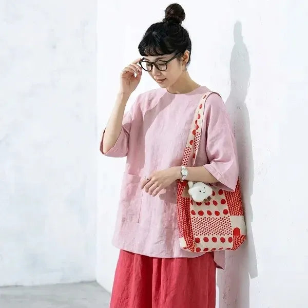 L-2XL ゆるシルエットリネンプルオーバー｜在宅・カフェタイム
