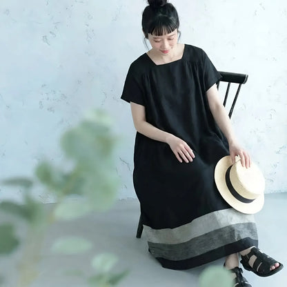 色の重なりが、いつもの日を彩る。配色ワンピース。