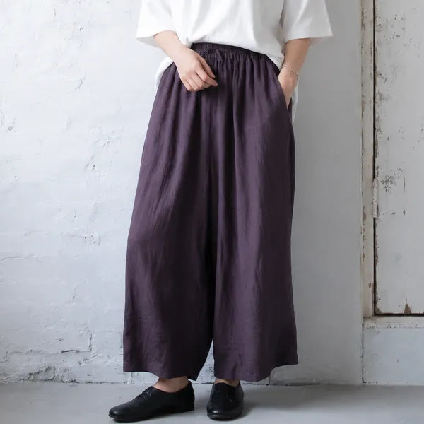 M-6XL リボン 無地 綿麻 アンクル丈（9分丈）体型をカバー カジュアルパンツ