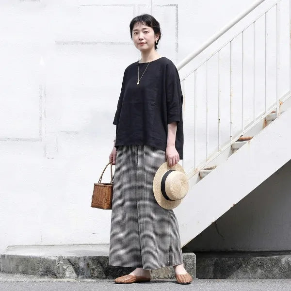 M-2XL ウエストゴムチェックパンツ｜美術館・写真展鑑