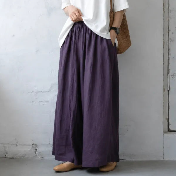 M-6XL リボン 無地 綿麻 アンクル丈（9分丈）体型をカバー カジュアルパンツ