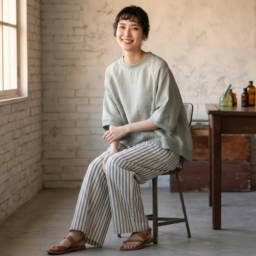 リネン バットスリーブ T シャツ
