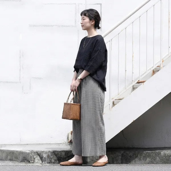 M-2XL ウエストゴムチェックパンツ｜美術館・写真展鑑