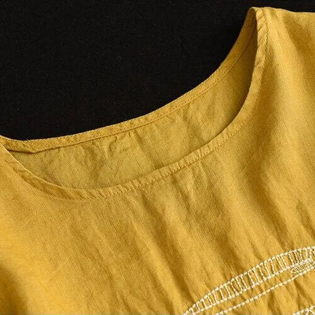 宵闇の屋上で星屑を数える、リネン混プルオーバー Tシャツ