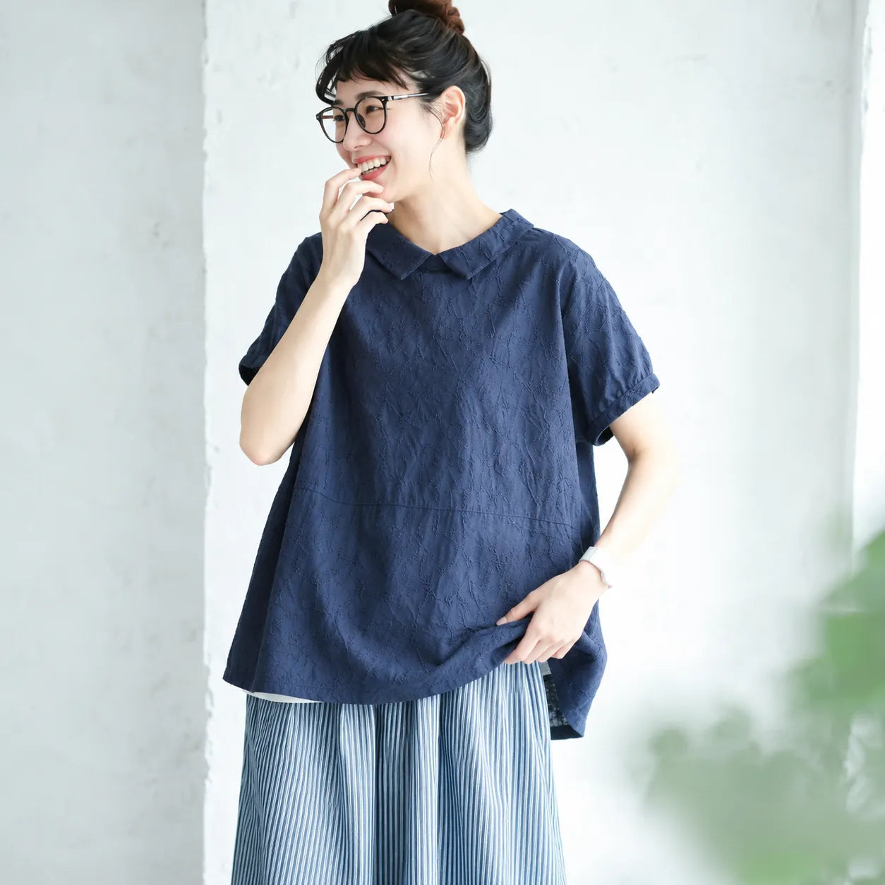 ナチュラル M~2XL リラックス＆レトロな夏の定番アイテム 半袖ブラウス/ダボシャツ・ラクに着られる