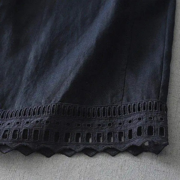M-2XL レース 切り替え アンクル丈（9分丈） ロング丈 無地 レトロ ガウチョパンツ