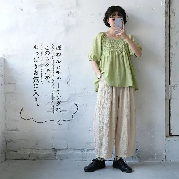 S~XL まるっと可愛い 綿麻万能パンツ 無地 大きめのサイズ感 体型をカバー ガウチョパンツ