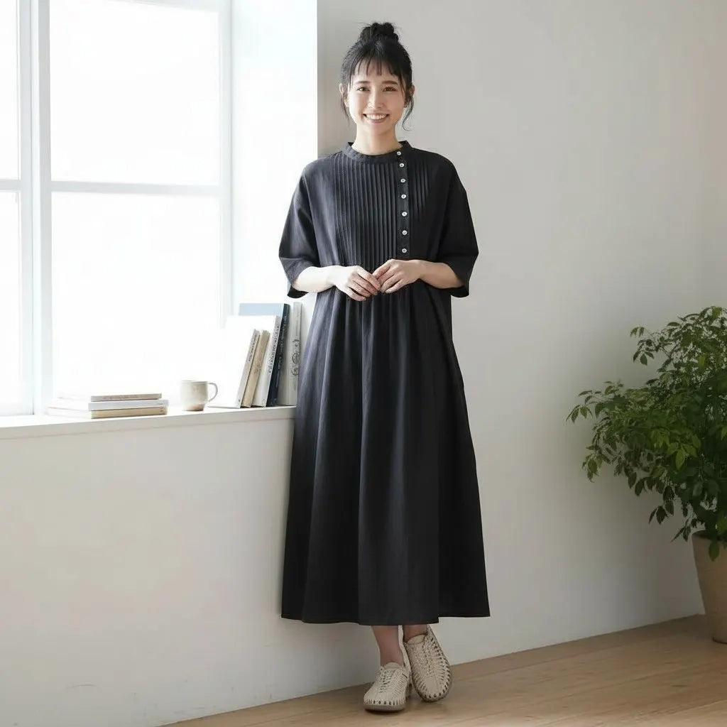 一枚で絵になる、コットンリネンの夏ワンピ
