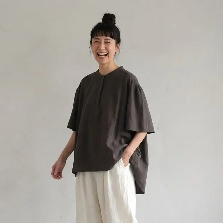 コットン 体型をカバー 森ガール T シャツ