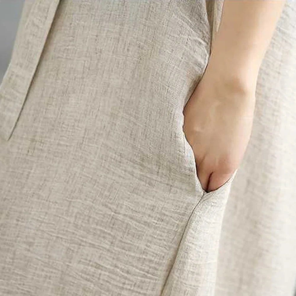 さらりリネン混すとんとした大人カジュアルなサロペットパンツ