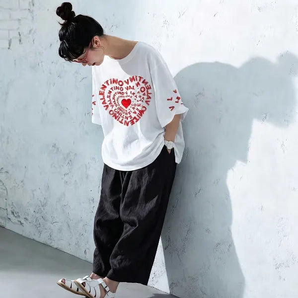 S-3XL プリント アルファベット ラウンドネック 着心地抜群 ゆったり デイリーコーデ ファッション Tシャツ