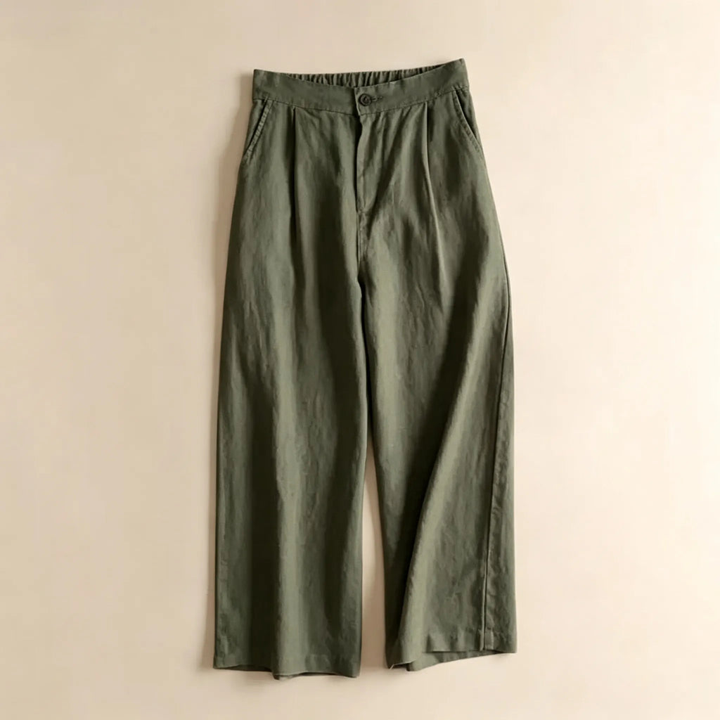 【リネン】S-3XL 無地 ポケット付き アンクル丈（9分丈）軽くて心地よい カジュアルパンツ