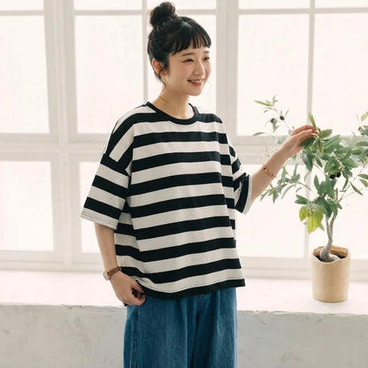 シンプルボーダー大きめゆるTシャツ