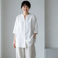 【綿麻】ゆったり シングルボタン 体型カバー 大人カジュアル レディース 半袖Tシャツ