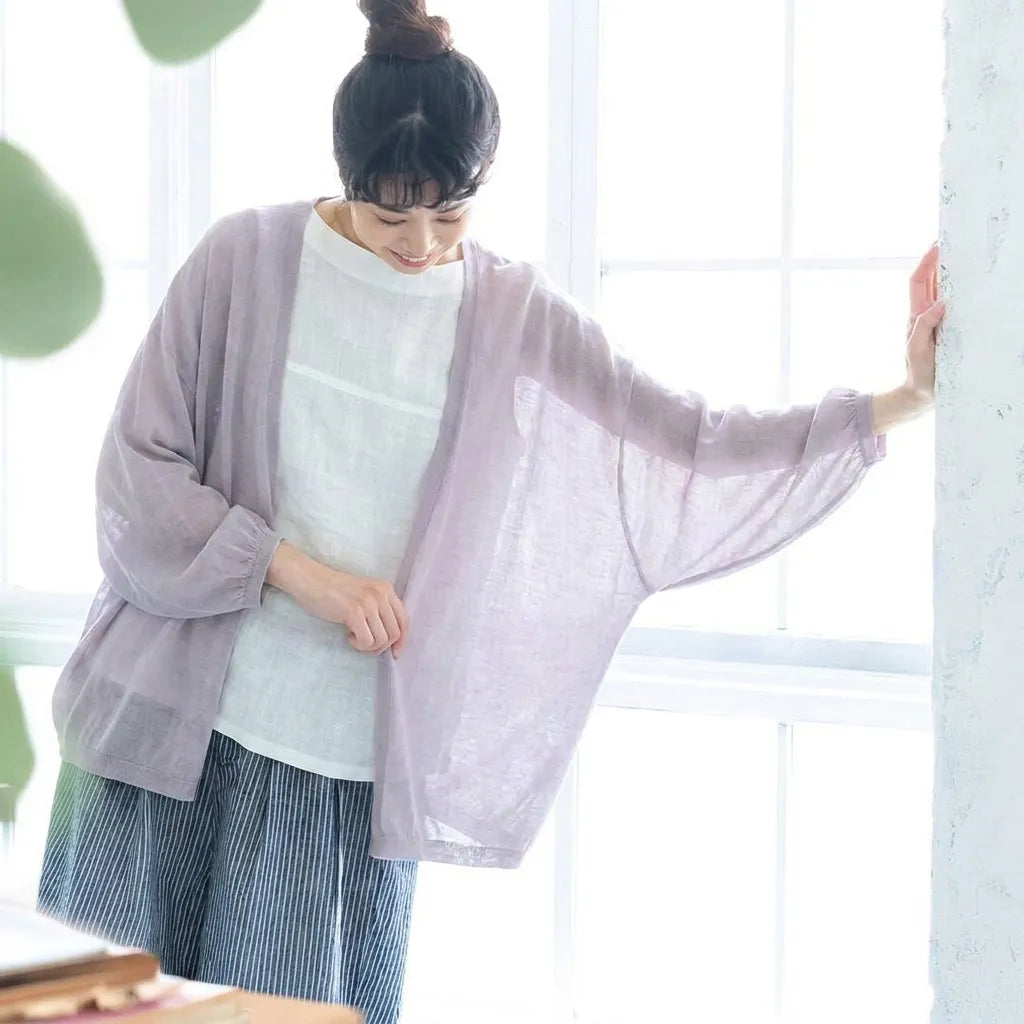 【コットン】S-3XL 柔らかい 接触冷感 UVカット ドルマンスリーブ 着痩せ効果 カーディガン