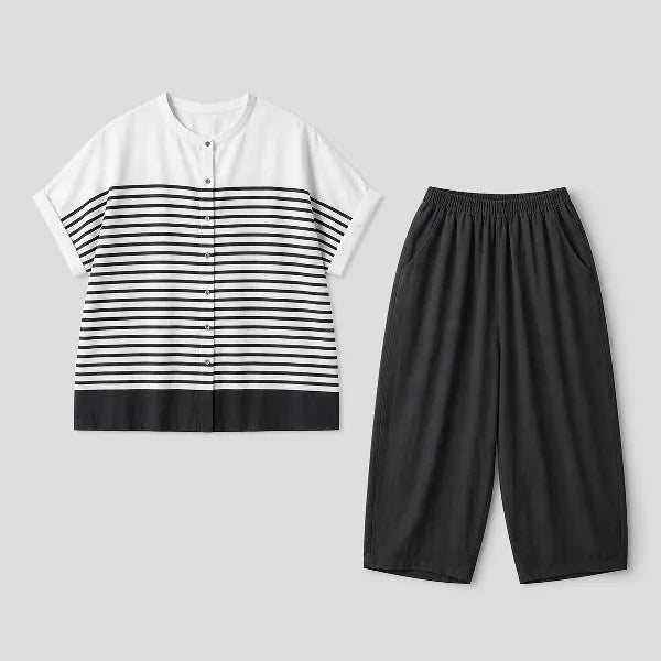 S-L ボーダーで楽しむ、抜け感のある大人のセットアップ