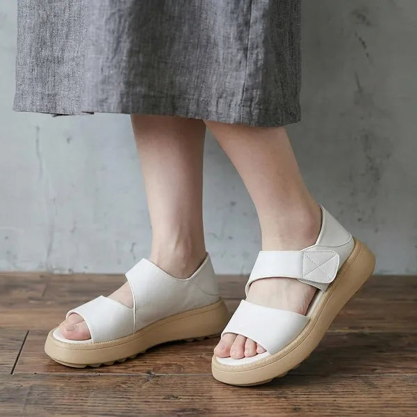 着回し力抜群 耐摩耗 厚底シューズ エマルジョン ローマサンダル マジックテープ 平底・厚底サンダル