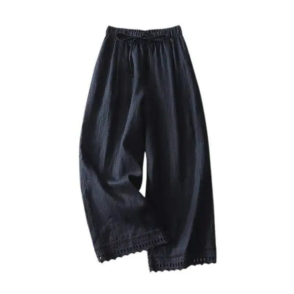 M-2XL レース 切り替え アンクル丈（9分丈） ロング丈 無地 レトロ ガウチョパンツ